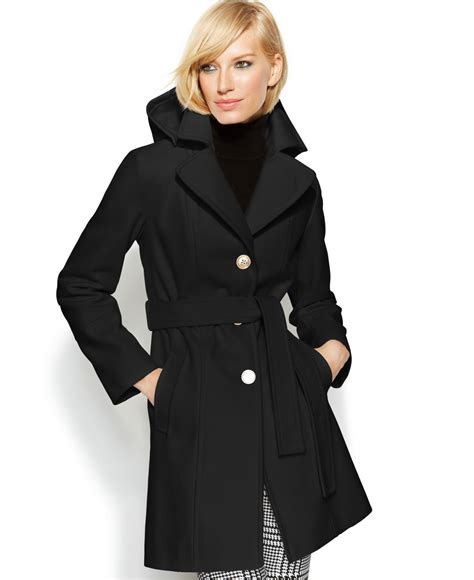 belted wool blend coat michael michael kors|wool blend belted coat.